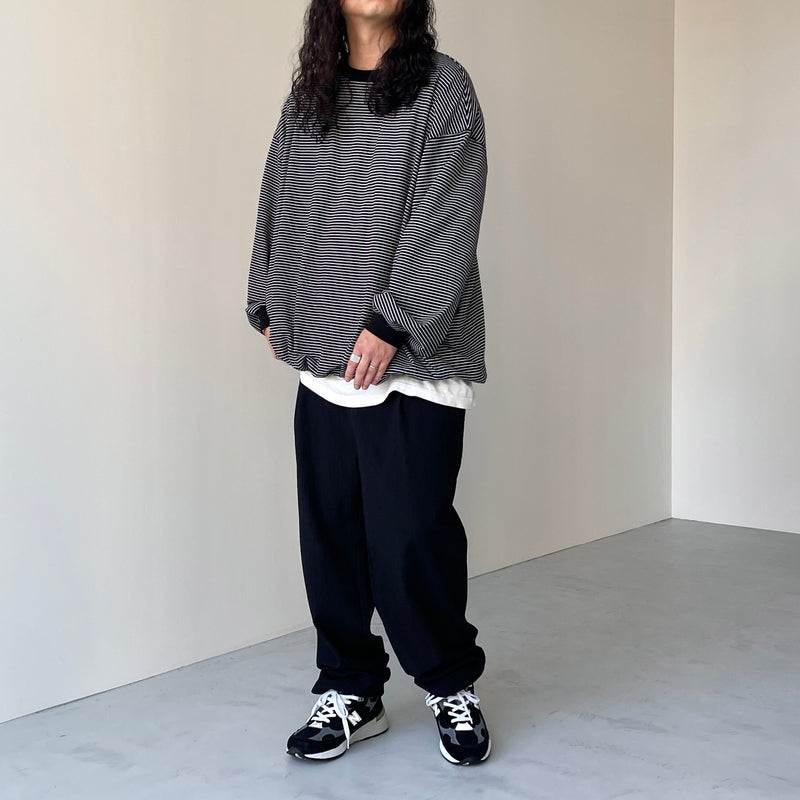 natto ルーズシルエット ヘビーウェイト ロングスリーブ / ブラック loose silhouette nylon pants / black（ルーズシルエット