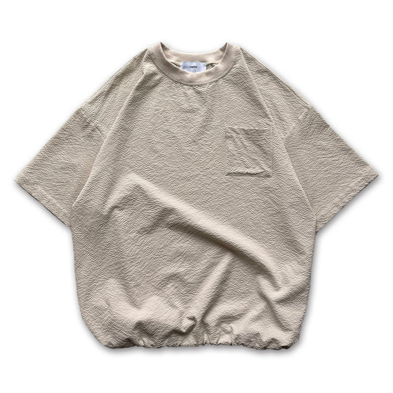 loose silhouette seersucker relax tee / sand beige