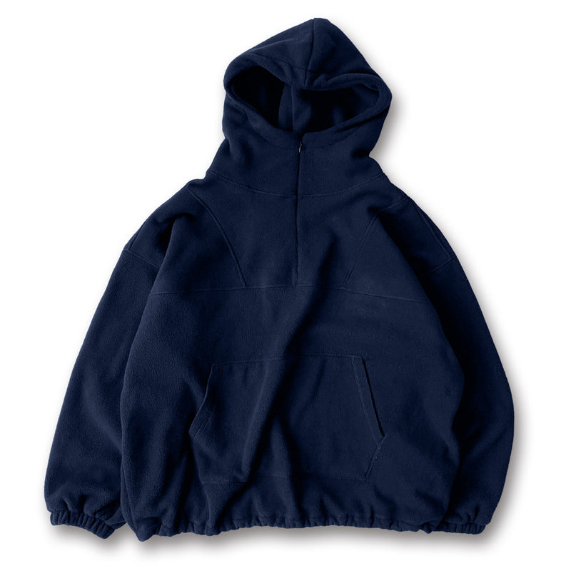 relax silhouette fleece hoodie / navyディティール画像