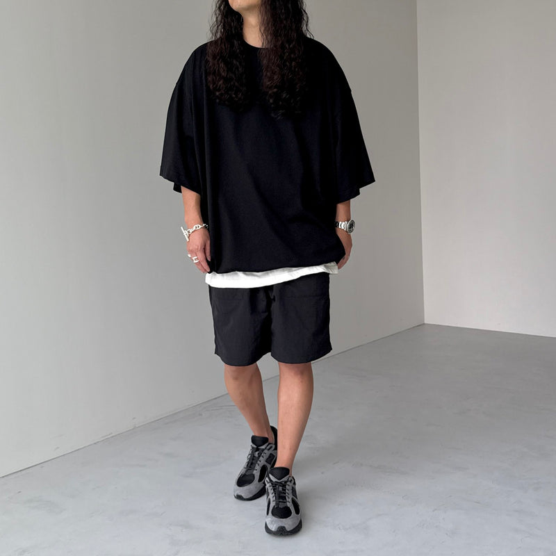 loose silhouette balloon short sleeve / black（ルーズシルエット