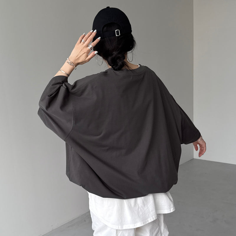 loose silhouette balloon short sleeve / charcoal（ルーズ