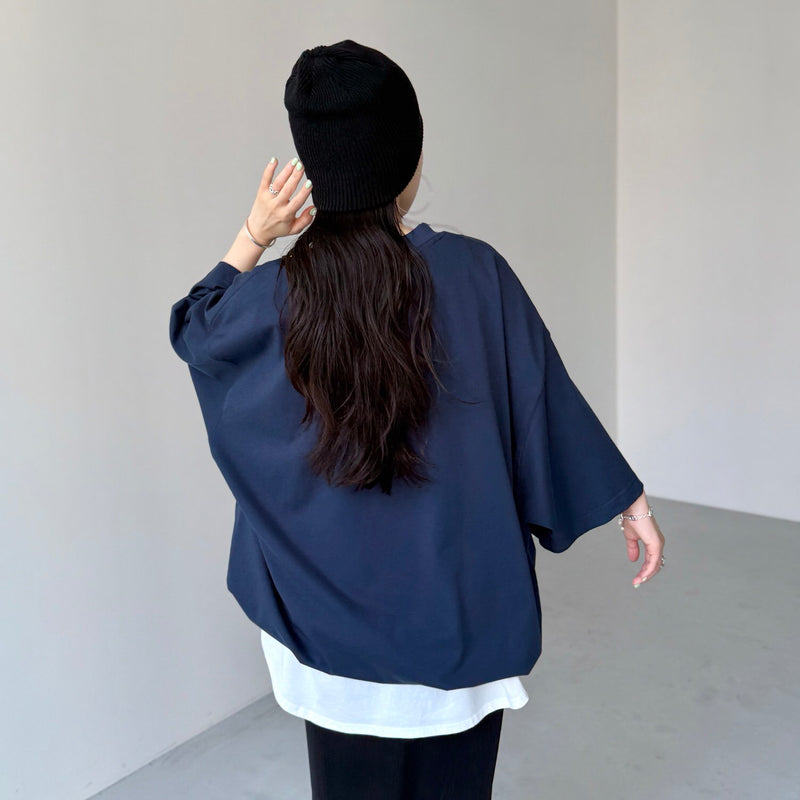 loose silhouette balloon short sleeve / navy（ルーズシルエット