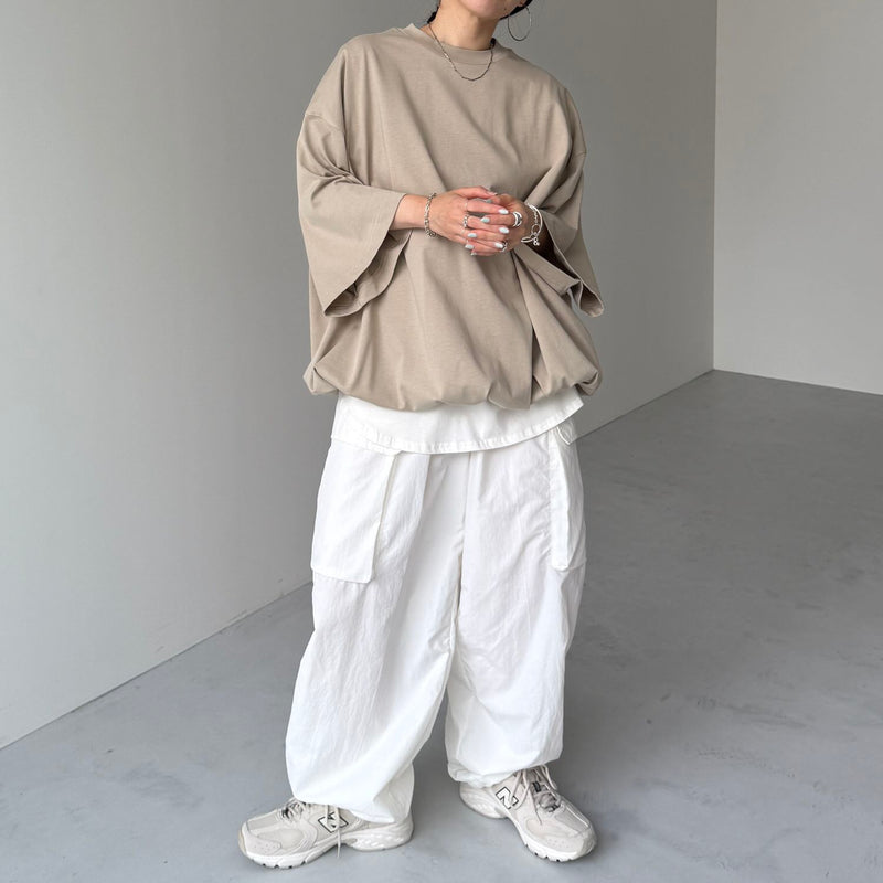 loose silhouette balloon short sleeve / beige（ルーズ