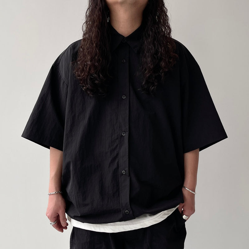 premium nylon half sleeve shirt / black（プレミアム ナイロン