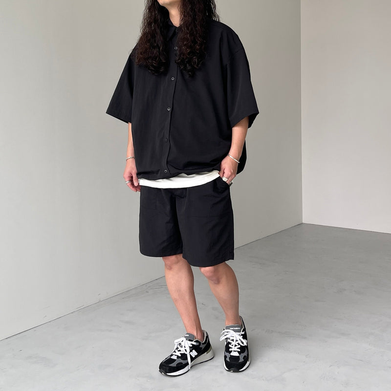 premium nylon half sleeve shirt / black（プレミアム ナイロン