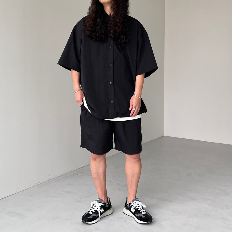 premium nylon half sleeve shirt / black（プレミアム ナイロン
