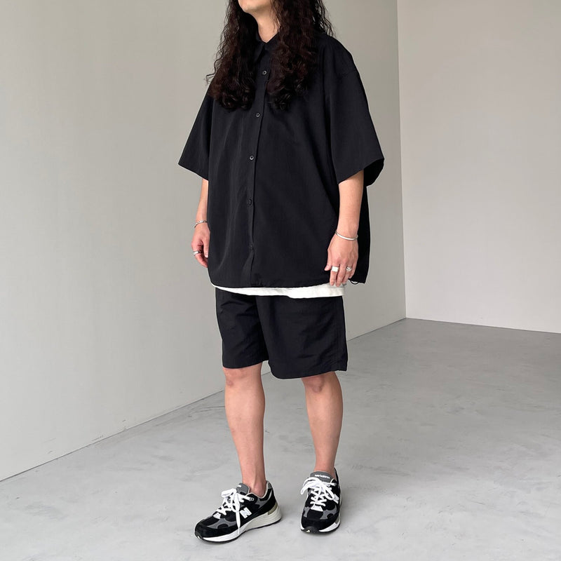 premium nylon half sleeve shirt / black（プレミアム ナイロン