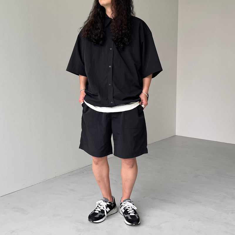 premium nylon half sleeve shirt / black（プレミアム ナイロン