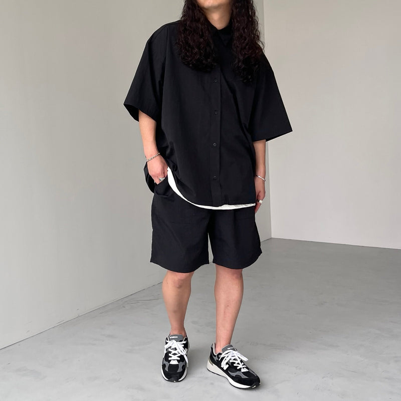 premium nylon half sleeve shirt / black（プレミアム ナイロン