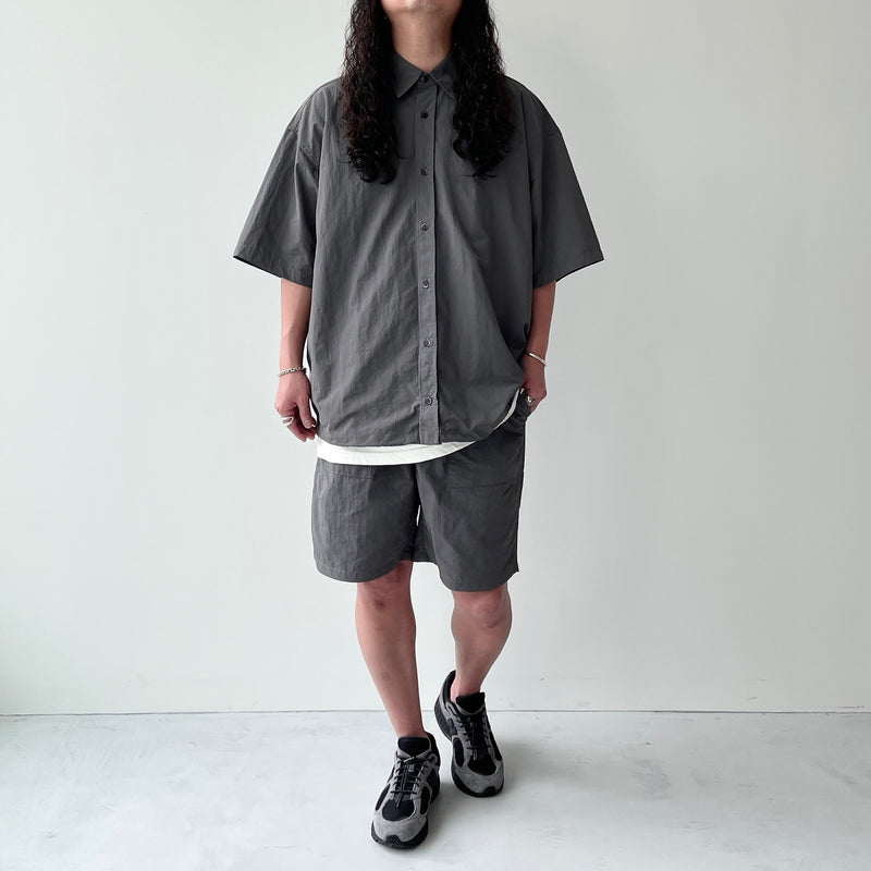 premium nylon half sleeve shirt / charcoal（プレミアム ナイロン