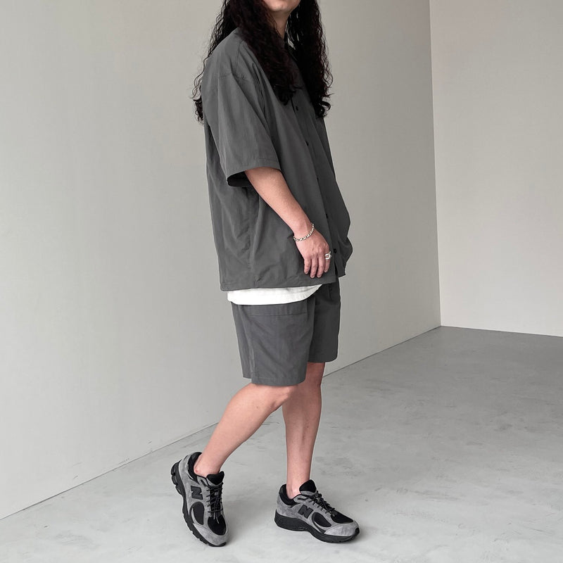 premium nylon half sleeve shirt / charcoal（プレミアム