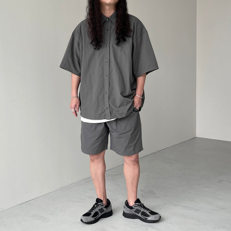 新品 natto nylon half sleeve shirt ナット シャツ premium nylon half sleeve shirt / navy（プレミアム ナイロン