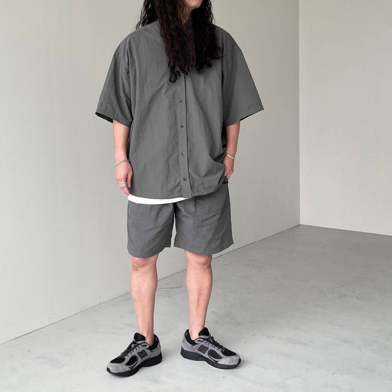 premium nylon half sleeve shirt / charcoal（プレミアム