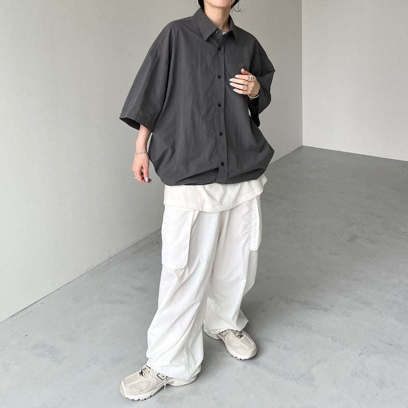 premium nylon half sleeve shirt / charcoal（プレミアム