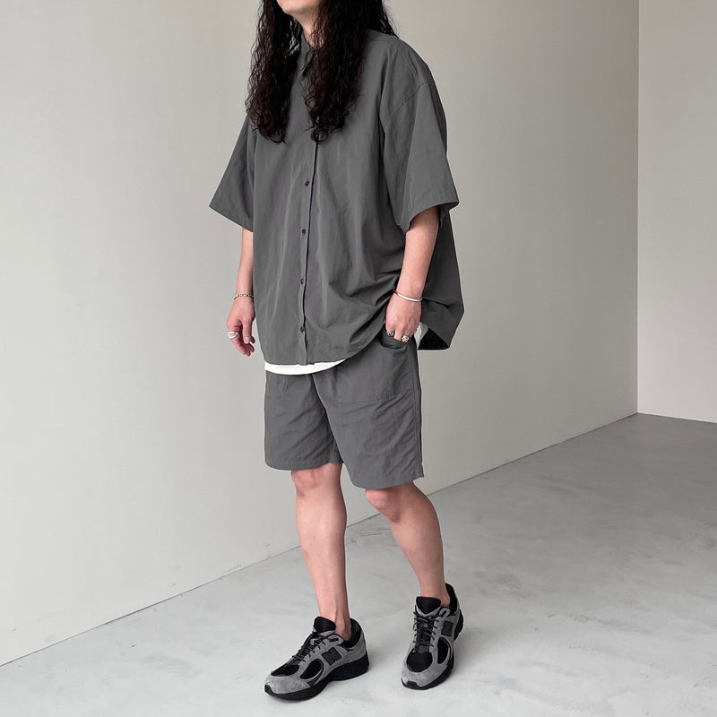 premium nylon half sleeve shirt / charcoal（プレミアム