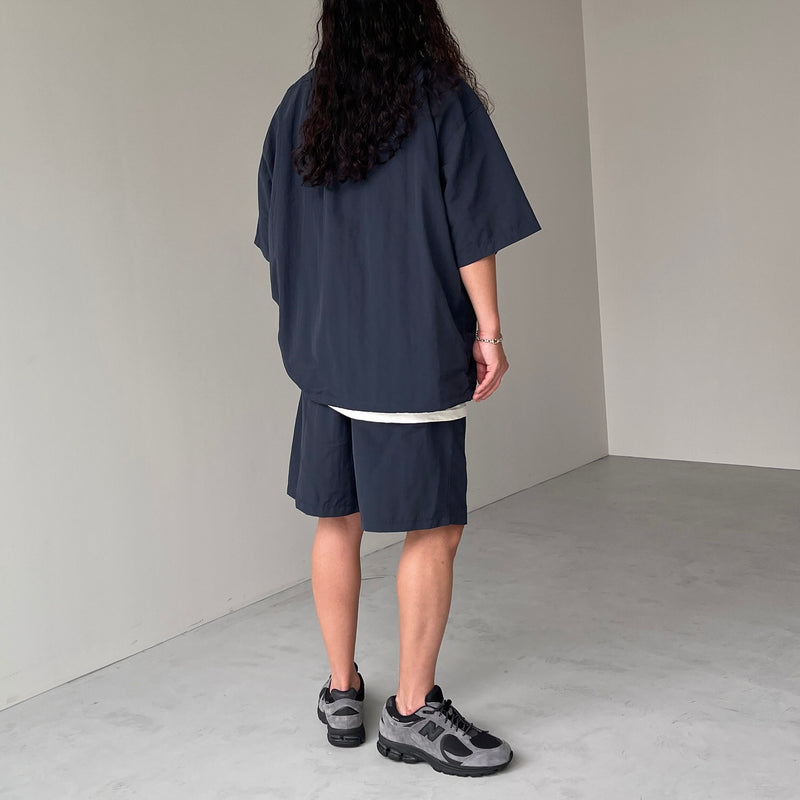 premium nylon half sleeve shirt / navy（プレミアム ナイロン ハーフ