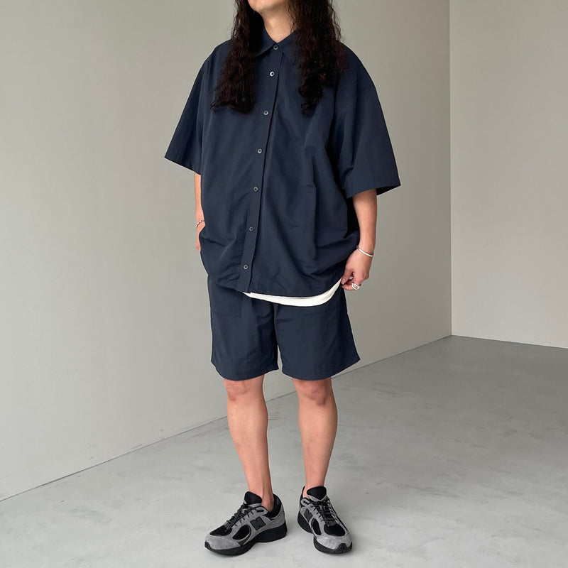新品 NATTO ナット premium nylon setup / navy premium nylon half sleeve shirt / navy（プレミアム ナイロン