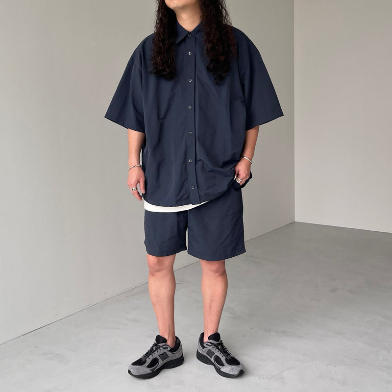 新品 natto nylon half sleeve shirt ナット シャツ premium nylon half sleeve shirt / navy（プレミアム ナイロン