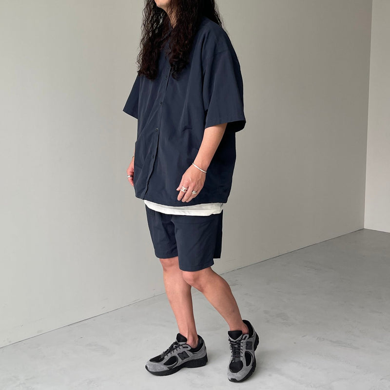 premium nylon half sleeve shirt / navy（プレミアム ナイロン ハーフ