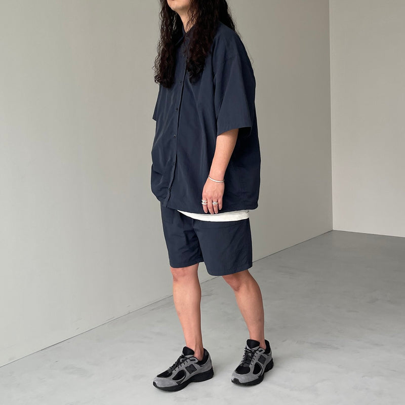 premium nylon half sleeve shirt / navy（プレミアム ナイロン ハーフ
