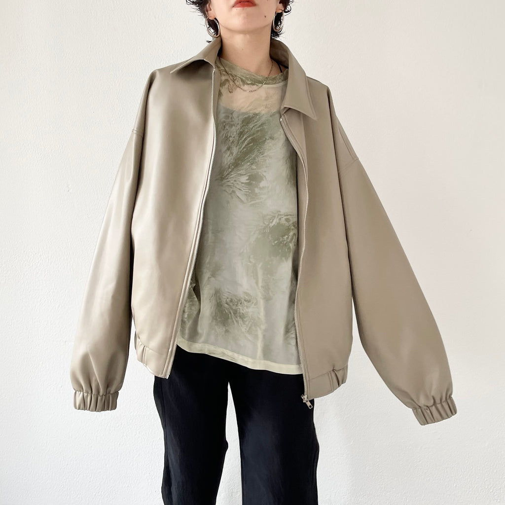 smooth eco leather blouson / beige（スムースエコレザーブルゾン