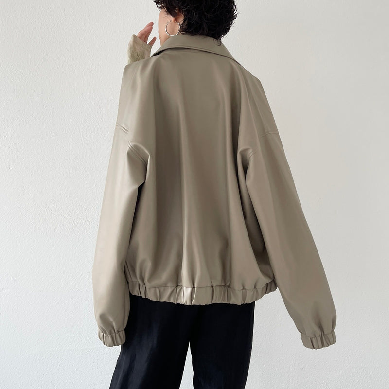 smooth eco leather blouson / beige（スムースエコレザーブルゾン 