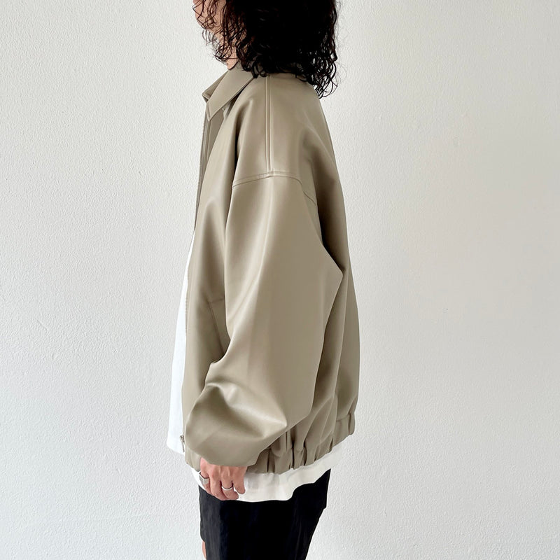 smooth eco leather blouson / beige（スムースエコレザーブルゾン 