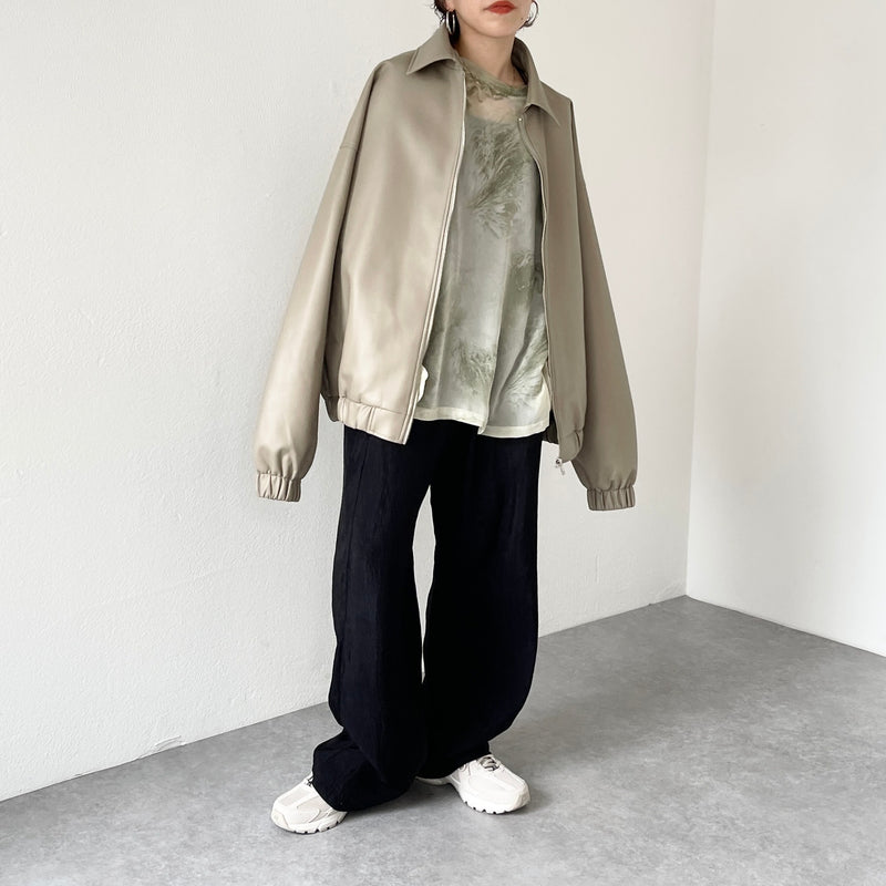 smooth eco leather blouson / beige（スムースエコレザーブルゾン ...