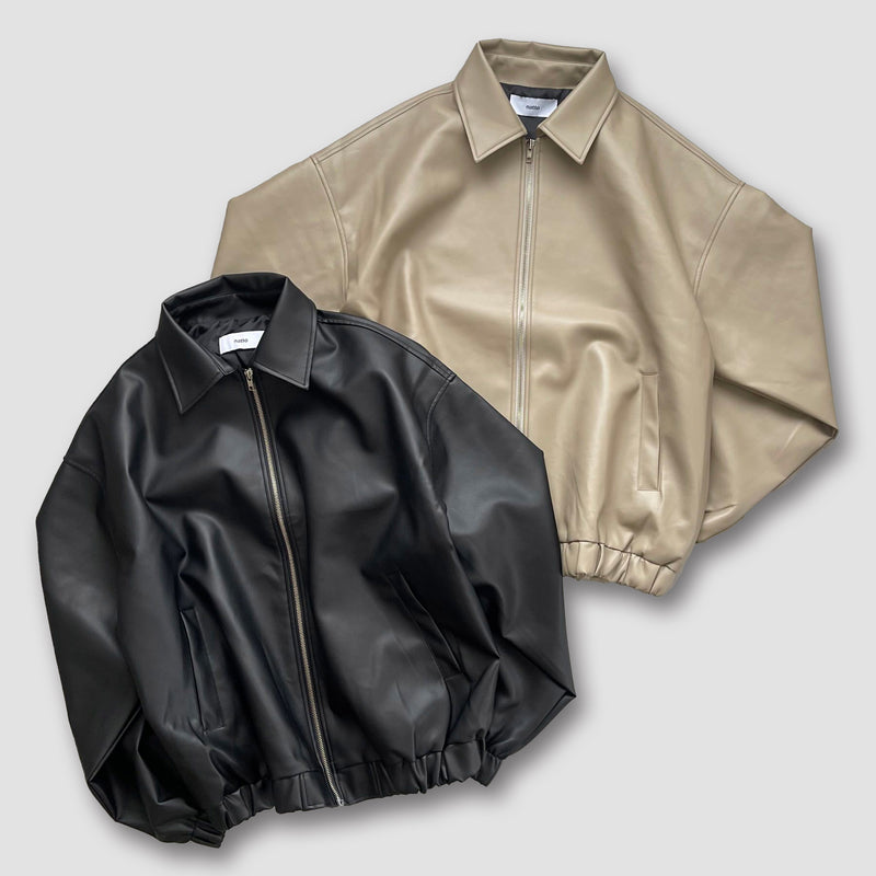 smooth eco leather blouson / beige（スムースエコレザーブルゾン 