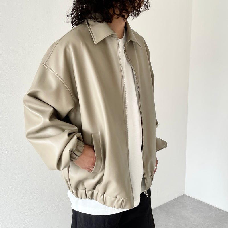 smooth eco leather blouson / beige（スムースエコレザーブルゾン