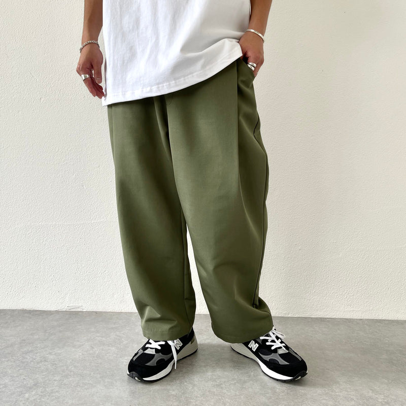 NEAT ニート 日本製 SEERSUCKER STRIPE WIDE PANTS シアサッカーストライプ 2タックワイドパンツ 46 OLIVE ボトムス【NEAT】