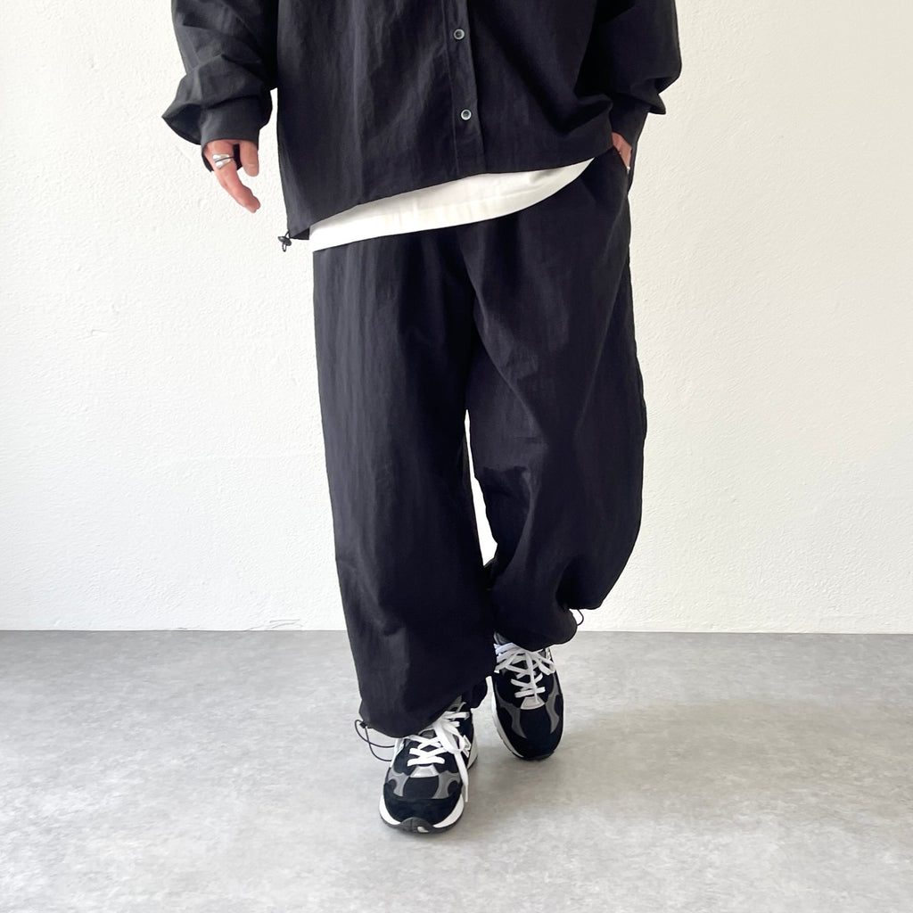 loose silhouette nylon pants / black（ルーズシルエットナイロン