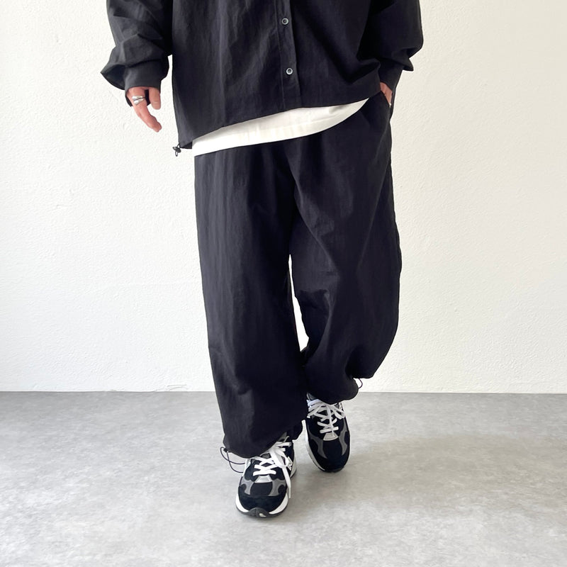 loose silhouette nylon pants / black（ルーズシルエットナイロン 