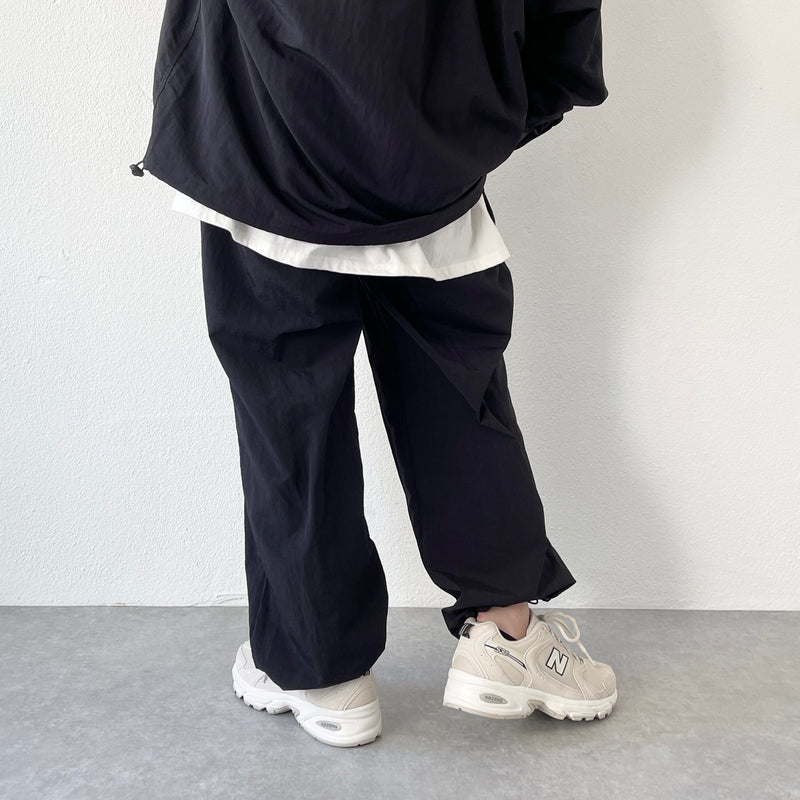 loose silhouette nylon pants / black（ルーズシルエットナイロン