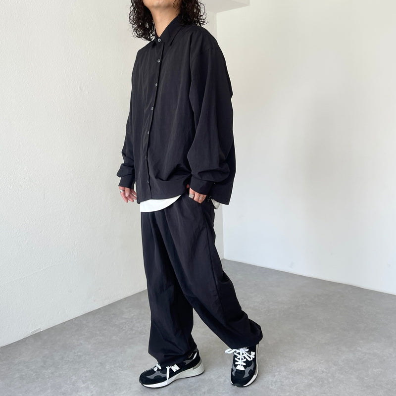 loose silhouette nylon pants / black（ルーズシルエットナイロン