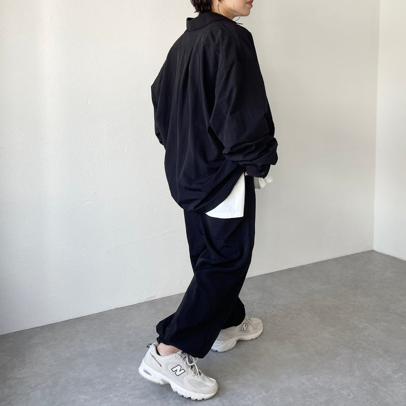 loose silhouette nylon pants / black（ルーズシルエットナイロン