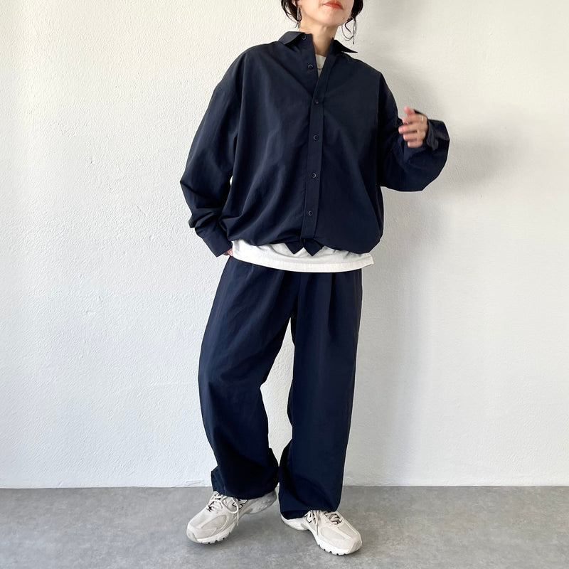 loose silhouette nylon pants / navy（ルーズシルエットナイロン