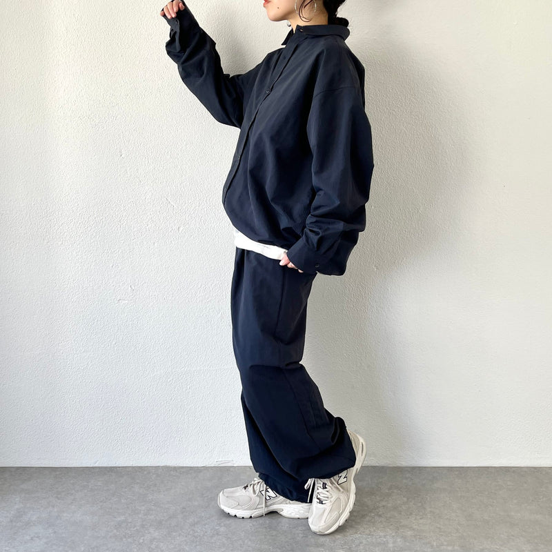 loose silhouette nylon pants / navy（ルーズシルエットナイロン