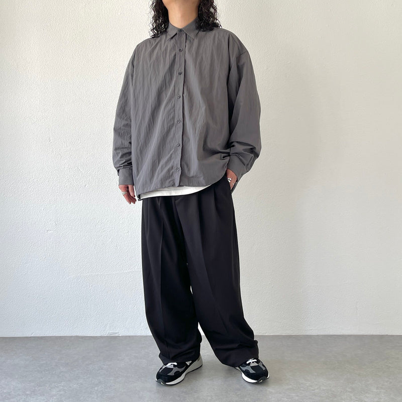 2tuck wide slacks pants / black（2タックワイドスラックス