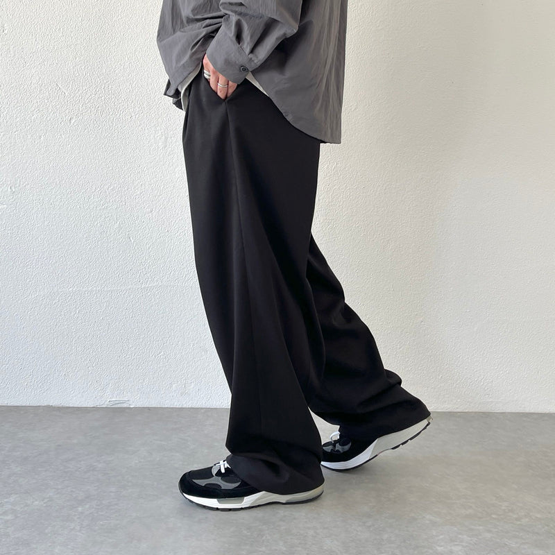 2tuck wide slacks pants / black（2タックワイドスラックス 