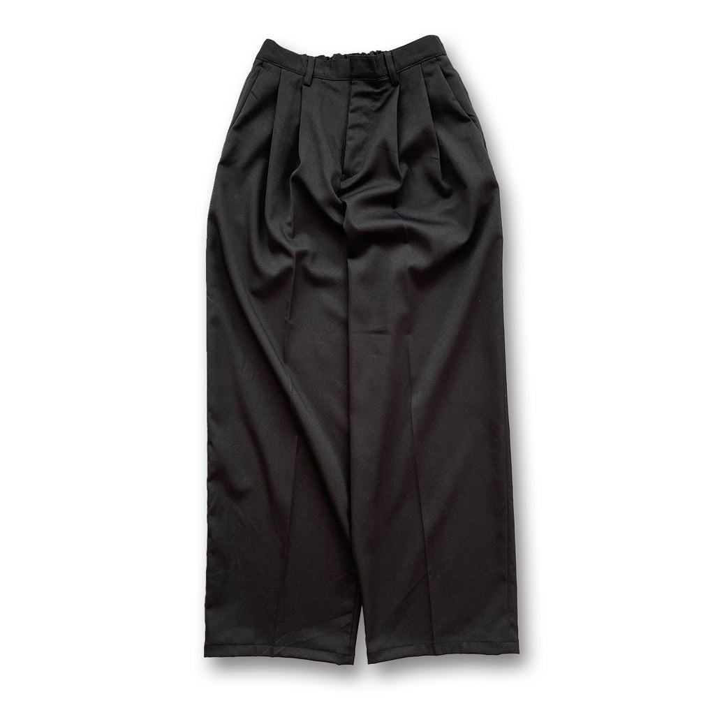 2tuck wide slacks pants / black（2タックワイドスラックス