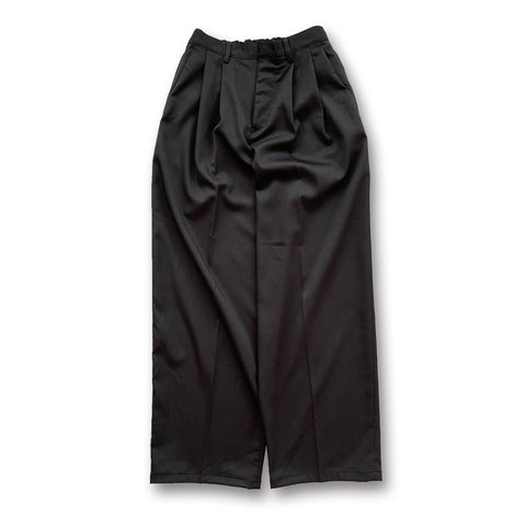 2tuck wide slacks pants / black