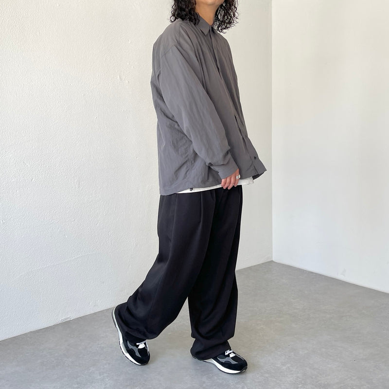 2tuck wide slacks pants / black（2タックワイドスラックス