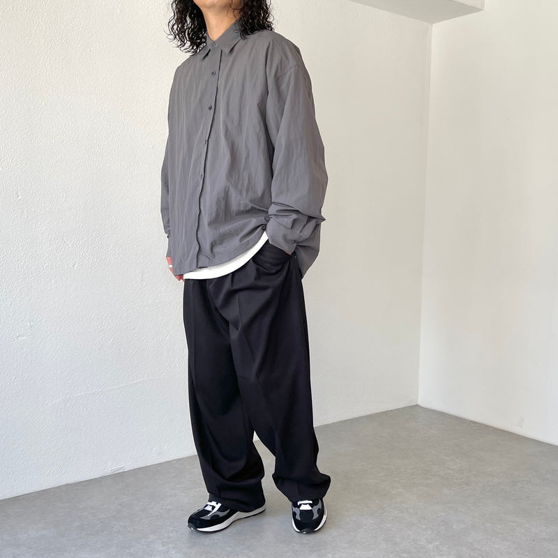 2tuck wide slacks pants / black（2タックワイドスラックス