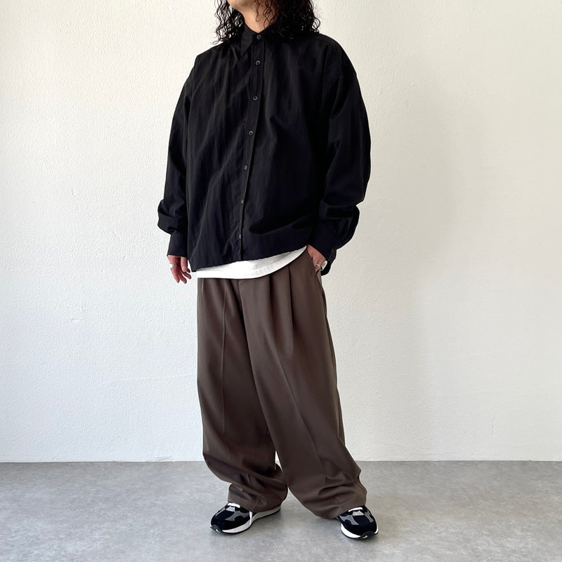 2tuck wide slacks pants / brown（2タックワイドスラックス