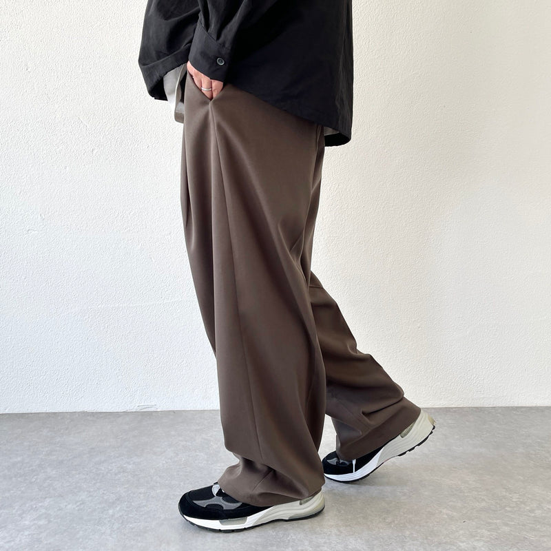 2tuck wide slacks pants / brown（2タックワイドスラックス