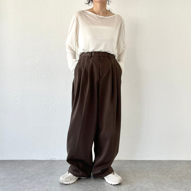 2tuck wide slacks pants / brown（2タックワイドスラックス