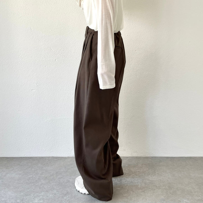 NATURAL ISSUE 2タックワイドスラックスW36L29古着ブラウン美品 2tuck wide slacks pants / brown（2タックワイドスラックス