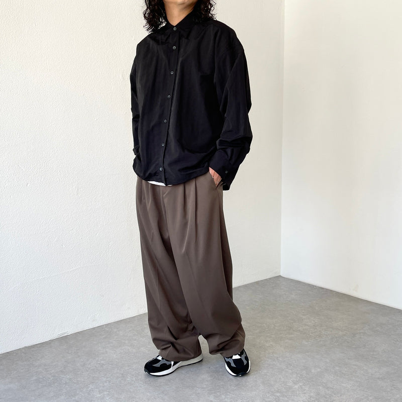 2tuck wide slacks pants / brown（2タックワイドスラックス