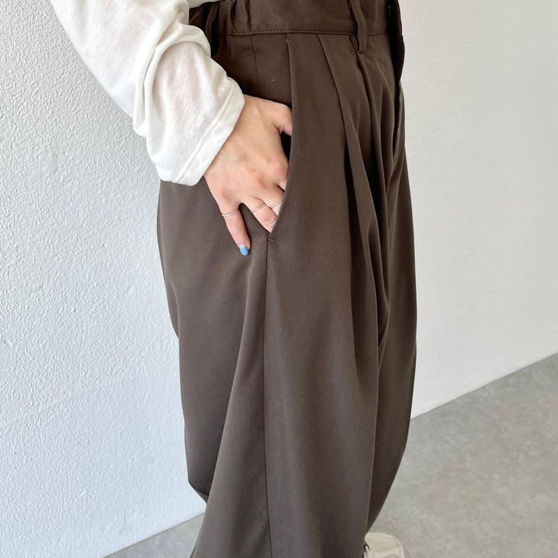 2tuck wide slacks pants / brown（2タックワイドスラックス